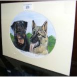 B. WEBBER - portrait of two dogs - watercolour - 15cm x 19cm