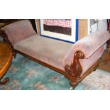 A Victorian mahogany framed scroll end sofa/day bed