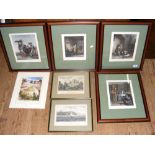 Antique engravings, including East Cowes Castle, etc.