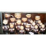 Seventeen Hummel jugs and cruets fashioned as Monks