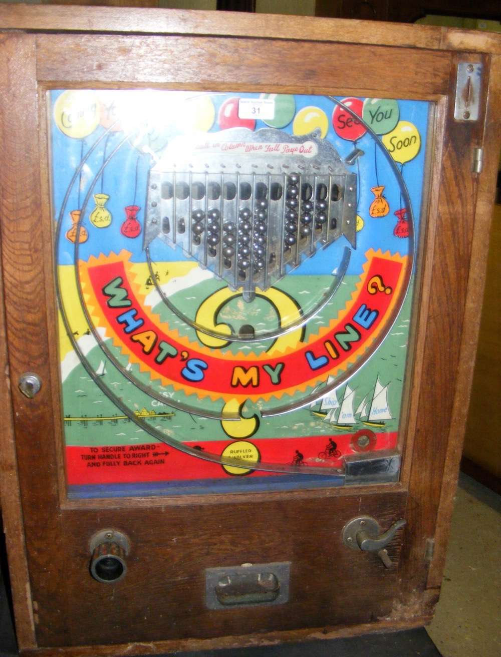 A pinball type "What's My Line?" coin operated amusement arcade machine