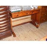 Victorian mahogany stretcher table with two drawers to the apron