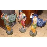 Three 50cm high Spanish ceramic flamenco dancers and troubadour