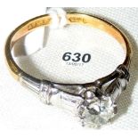 An 18ct gold and platinum single stone diamond engagement ring - approximate diamond weight .3 of