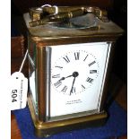 A 10cm brass cased French carriage clock timepiece