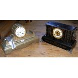 A 19th century mantel clock, together with one other