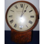 Mahogany cased single fusee drop dial wall clock timepiece, the dial inscribed F B Adams & Son,