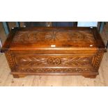 Carved oak coffer - 105cm