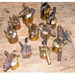 A collection of sixteen assorted brass and other vintage blow lamps