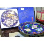 Six cloisonne plates with floral decoration