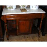 Antique wash-stand with marble top and tiled splash back
