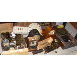 Large collection of clocks and clock parts, including eight-day longcase movement, etc.