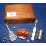 A 925 Mark miniature guitar and stand, silver pepperette, thimble, etc.