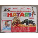 A 1962 original film poster for "Hatari" starring John Wayne