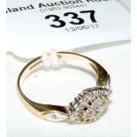 Diamond cluster ring in gold setting