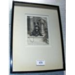 MORGAN DENNIS - 16cm x 12cm monochrome etching - "When a Black Man's Blue" - signed and inscribed in