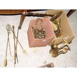 Various collectable brass ware, including candlesticks, etc.