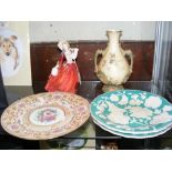 A Royal Worcester vase, Doulton figure, collector's plates, etc