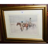 GARRAY - watercolour of Soldiers with horses in winter - signed - 24cm x 34cm