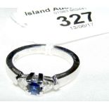 A sapphire and diamond ring in 18ct white gold setting