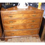 Antique mahogany chest of four long drawers with brushing slide