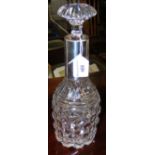 A silver and cut glass decanter with Sheffield hallmark - Walker & Hall - 1910 - 32cm high