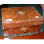 A rosewood workbox with inlaid lid