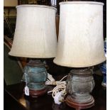 Pair of cast metal oriental table lamps