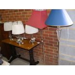 Pair of standard lamps, together with four table lamps