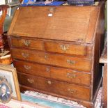 Georgian oak fall front bureau with drawers below