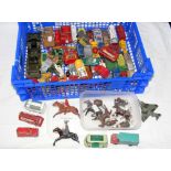 Die-cast model vehicles, farmyard animals