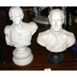 A Nelson commemorative bust - the rear engraved Fredericks - 37cm high, together with one other