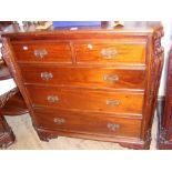 Antique style mahogany chest of two short and three long graduated drawers
