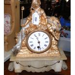 A French alabaster and gilt metal mantel clock - 32cm high