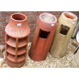 Two terracotta chimney cowls and one other
