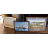 ROGER HICKMAN - watercolour of Bembridge Harbour, together with two other pictures