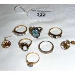 Selection of ladies' rings, including an 18ct gold opal