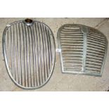 Vintage chrome Jaguar radiator grille and one other