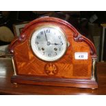 Antique inlaid mantel clock - 24cm high