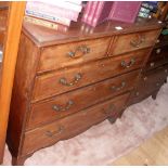 Mahogany chest of two short and three long graduated drawers