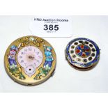 Antique enamel pocket watch movement and one other