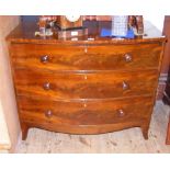 A Victorian bow front mahogany chest of three long drawers