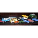 Tray containing twelve assorted Dinky and Corgi Toys from the 1960's and 70's