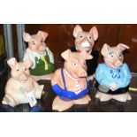 A five-piece Wade NatWest piggy bank family