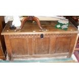 A period oak panelled coffer - 145cm