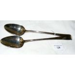 Pair of Georgian silver basting spoons