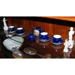 Child's teaset, together with cherub figures, etc.