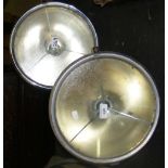 A pair of vintage chrome Lucas car lights - 30cm diameter
