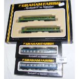 Boxed Graham Farish 'N' Gauge carriages, together with two others