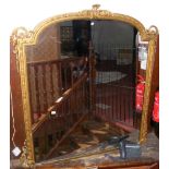 A Victorian gilt overmantel mirror - 160cm x 140cm